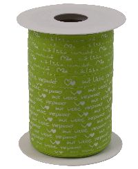 Polyband Mit Liebe verpackt APFELGRUEN 8169 Ringelband 10mm  150Meter Ziehband