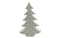 Porzellandeko mit LED Lichten WEISS 36522 inkl. Batterien Tanne 21,5x13,5x4,5cmPorzellan
