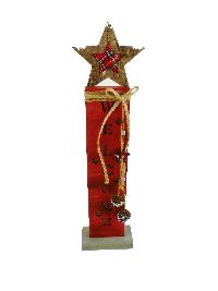 Dekoständer X-MAS mit LED ROT 13225 ohne Batterie 13x6x53,5cm  Holz mit LED