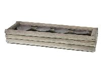 Kerzenhalter Driftwood GRAU-WASHED 36176  Ø80mm 45x15x8cm 4xMetallkerzenteller