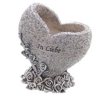Grabvase in Liebe GRAU 80457 Herz 12x8,5xH14cm Poly