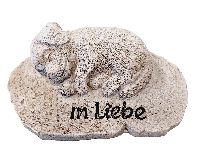 Gedenkstein mit Hund GRAU 70350 Poly 12x7,5x4cm  In Liebe