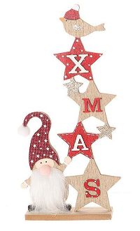 Wichtel Nordic Stars ROT-WEISS Holz 862203060 Aufsteller XMAS 14x5x30cm