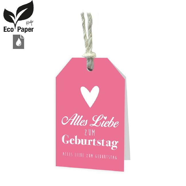 Minikarten Anhänger Alles Liebe zum Geburtstag Eco Part Paper 52x82mm